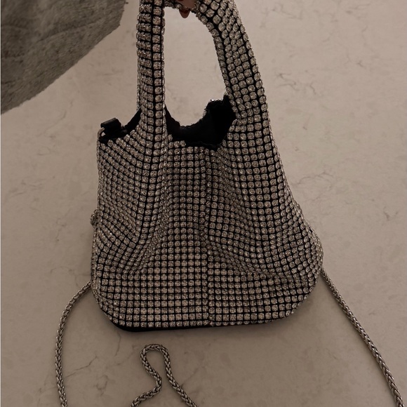 Handbags - Elegant Silver Crystal-Embellished Women's Bag